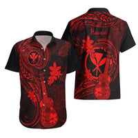 Hawaii Hawaiian Shirt Ukulele Mix Polynesian Plumeria Red Version LT14 - Polynesian Pride