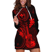 Hawaii Hoodie Dress Ukulele Mix Polynesian Plumeria Red Version LT14 Red - Polynesian Pride