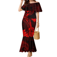 Hawaii Mermaid Dress Ukulele Mix Polynesian Plumeria Red Version LT14 Women Red - Polynesian Pride