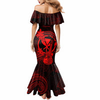 Hawaii Mermaid Dress Ukulele Mix Polynesian Plumeria Red Version LT14 - Polynesian Pride