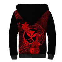 Hawaii Sherpa Hoodie Ukulele Mix Polynesian Plumeria Red Version LT14 - Polynesian Pride