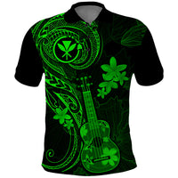 Hawaii Polo Shirt Ukulele Mix Polynesian Plumeria Green Version LT14 Green - Polynesian Pride