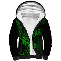 Hawaii Sherpa Hoodie Ukulele Mix Polynesian Plumeria Green Version LT14 Unisex Green - Polynesian Pride