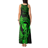 Hawaii Tank Maxi Dress Ukulele Mix Polynesian Plumeria Green Version LT14 - Polynesian Pride