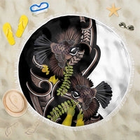 New Zealand Valentines Day Beach Blanket Piwakawaka Lovers Maori Koru Tattoo - Polynesian Pride