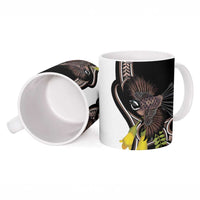 New Zealand Valentines Day Ceramic Mug Piwakawaka Lovers Maori Koru Tattoo - Polynesian Pride