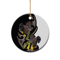 New Zealand Valentines Day Ceramic Ornament Piwakawaka Lovers Maori Koru Tattoo - Polynesian Pride
