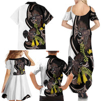 New Zealand Valentines Day Family Matching Summer Maxi Dress and Hawaiian Shirt Piwakawaka Lovers Maori Koru Tattoo - Polynesian Pride