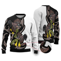 New Zealand Valentines Day Ugly Christmas Sweater Piwakawaka Lovers Maori Koru Tattoo - Polynesian Pride