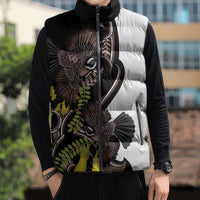 New Zealand Valentines Day Sleeveless Puffer Jacket Piwakawaka Lovers Maori Koru Tattoo - Polynesian Pride