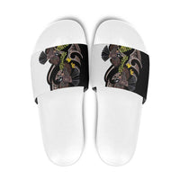 New Zealand Valentines Day Slide Sandals Piwakawaka Lovers Maori Koru Tattoo - Polynesian Pride
