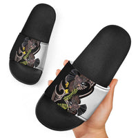 New Zealand Valentines Day Slide Sandals Piwakawaka Lovers Maori Koru Tattoo - Polynesian Pride