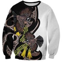 New Zealand Valentines Day Sweatshirt Piwakawaka Lovers Maori Koru Tattoo - Polynesian Pride