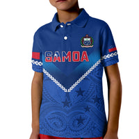Samoa Rugby Kid Polo Shirt 2023 Go Manu Samoa LT14 Kid Blue - Polynesian Pride
