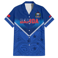 Custom Samoa Rugby Family Matching Summer Maxi Dress and Hawaiian Shirt 2023 Go Manu Samoa LT14 Dad's Shirt - Short Sleeve Blue - Polynesian Pride