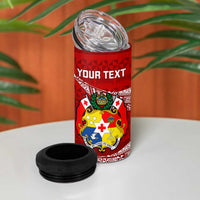 Personalised Tonga Rugby 4 in 1 Can Cooler Tumbler Ikale Tahi Tongan Ngatu Pattern