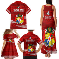 Tonga Rugby Family Matching Tank Maxi Dress and Hawaiian Shirt 2023 Ikale Tahi Tongan Ngatu Pattern LT14 - Polynesian Pride