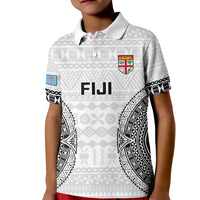 Fiji Rugby Kid Polo Shirt 2023 Go Champions World Cup Fijian Tapa Pattern LT14 Kid White - Polynesian Pride