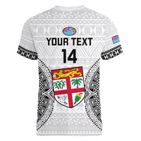 Custom Fiji Rugby Women V Neck T Shirt 2023 Go Champions World Cup Fijian Tapa Pattern LT14 - Polynesian Pride