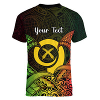 Personalised Vanuatu Family Day Women V Neck T Shirt Happy 26 December Vanuatuan Pig Tusk LT14 - Polynesian Pride