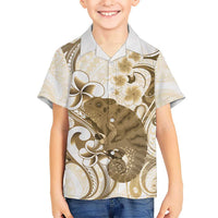 Brown And White Hawaii Chameleon Hawaiian Shirt Plumeria Polynesian Tribal Art LT14 - Polynesian Pride