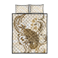 Brown And White Hawaii Chameleon Quilt Bed Set Plumeria Polynesian Tribal Art