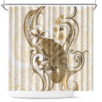 Brown And White Hawaii Chameleon Shower Curtain Plumeria Polynesian Tribal Art