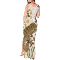 Brown And White Hawaii Chameleon Tank Maxi Dress Plumeria Polynesian Tribal Art LT14 - Polynesian Pride