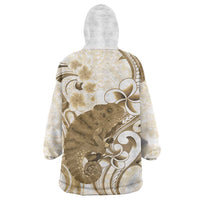 Brown And White Hawaii Chameleon Wearable Blanket Hoodie Plumeria Polynesian Tribal Art LT14 - Polynesian Pride