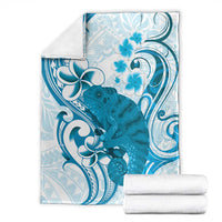 Cyan And White Hawaii Chameleon Blanket Plumeria Polynesian Tribal Art LT14 - Polynesian Pride