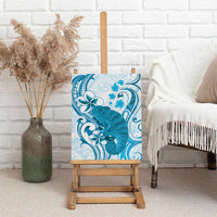 Cyan And White Hawaii Chameleon Canvas Wall Art Plumeria Polynesian Tribal Art LT14 - Polynesian Pride