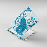 Cyan And White Hawaii Chameleon Canvas Wall Art Plumeria Polynesian Tribal Art LT14 With Frame Cyan - Polynesian Pride