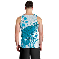 Cyan And White Hawaii Chameleon Men Tank Top Plumeria Polynesian Tribal Art LT14 - Polynesian Pride