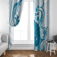 Cyan And White Hawaii Chameleon Window Curtain Plumeria Polynesian Tribal Art LT14 - Polynesian Pride