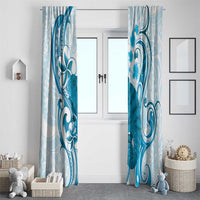Cyan And White Hawaii Chameleon Window Curtain Plumeria Polynesian Tribal Art LT14 - Polynesian Pride