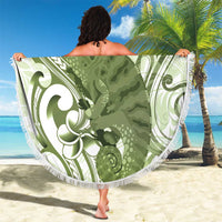 Green And White Hawaii Chameleon Beach Blanket Plumeria Polynesian Tribal Art LT14 - Polynesian Pride