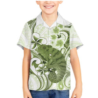 Green And White Hawaii Chameleon Family Matching Mermaid Dress and Hawaiian Shirt Plumeria Polynesian Tribal Art