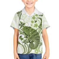 Green And White Hawaii Chameleon Hawaiian Shirt Plumeria Polynesian Tribal Art LT14 - Polynesian Pride