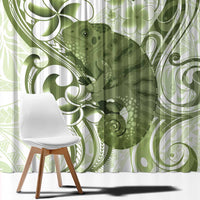 Green And White Hawaii Chameleon Window Curtain Plumeria Polynesian Tribal Art LT14 - Polynesian Pride