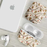 Beige Palaka Hawaii Mele Kalikimaka AirPods Case Ohia Lehua Shell Leis Funny Gingerbread Santa LT14 - Polynesian Pride