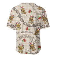 Beige Palaka Hawaii Mele Kalikimaka Baseball Jersey Ohia Lehua Shell Leis Funny Gingerbread Santa LT14 - Polynesian Pride