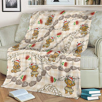 Beige Palaka Hawaii Mele Kalikimaka Blanket Ohia Lehua Shell Leis Funny Gingerbread Santa - Polynesian Pride