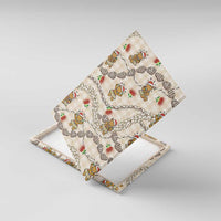 Beige Palaka Hawaii Mele Kalikimaka Canvas Wall Art Ohia Lehua Shell Leis Funny Gingerbread Santa - Polynesian Pride