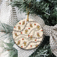 Beige Palaka Hawaii Mele Kalikimaka Ceramic Ornament Ohia Lehua Shell Leis Funny Gingerbread Santa LT14 - Polynesian Pride