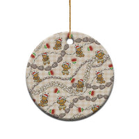 Beige Palaka Hawaii Mele Kalikimaka Ceramic Ornament Ohia Lehua Shell Leis Funny Gingerbread Santa LT14 - Polynesian Pride