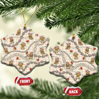Beige Palaka Hawaii Mele Kalikimaka Ceramic Ornament Ohia Lehua Shell Leis Funny Gingerbread Santa LT14 Snow Flake Beige - Polynesian Pride