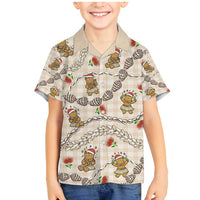 Beige Palaka Hawaii Mele Kalikimaka Family Matching Mermaid Dress and Hawaiian Shirt Ohia Lehua Shell Leis Funny Gingerbread Santa - Polynesian Pride