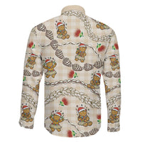 Beige Palaka Hawaii Mele Kalikimaka Family Matching Puletasi and Hawaiian Shirt Ohia Lehua Shell Leis Funny Gingerbread Santa - Polynesian Pride