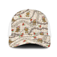 Beige Palaka Hawaii Mele Kalikimaka Mesh Trucker Cap Ohia Lehua Shell Leis Funny Gingerbread Santa LT14 One Size White Beige - Polynesian Pride