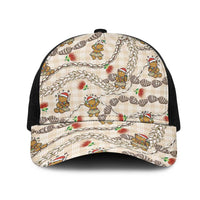Beige Palaka Hawaii Mele Kalikimaka Mesh Trucker Cap Ohia Lehua Shell Leis Funny Gingerbread Santa LT14 One Size Black Beige - Polynesian Pride